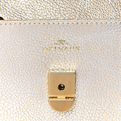 Delvaux Metallic Crispy Calfskin MM Metal Frame Tempete Satchel Antique Silver 6 of 13