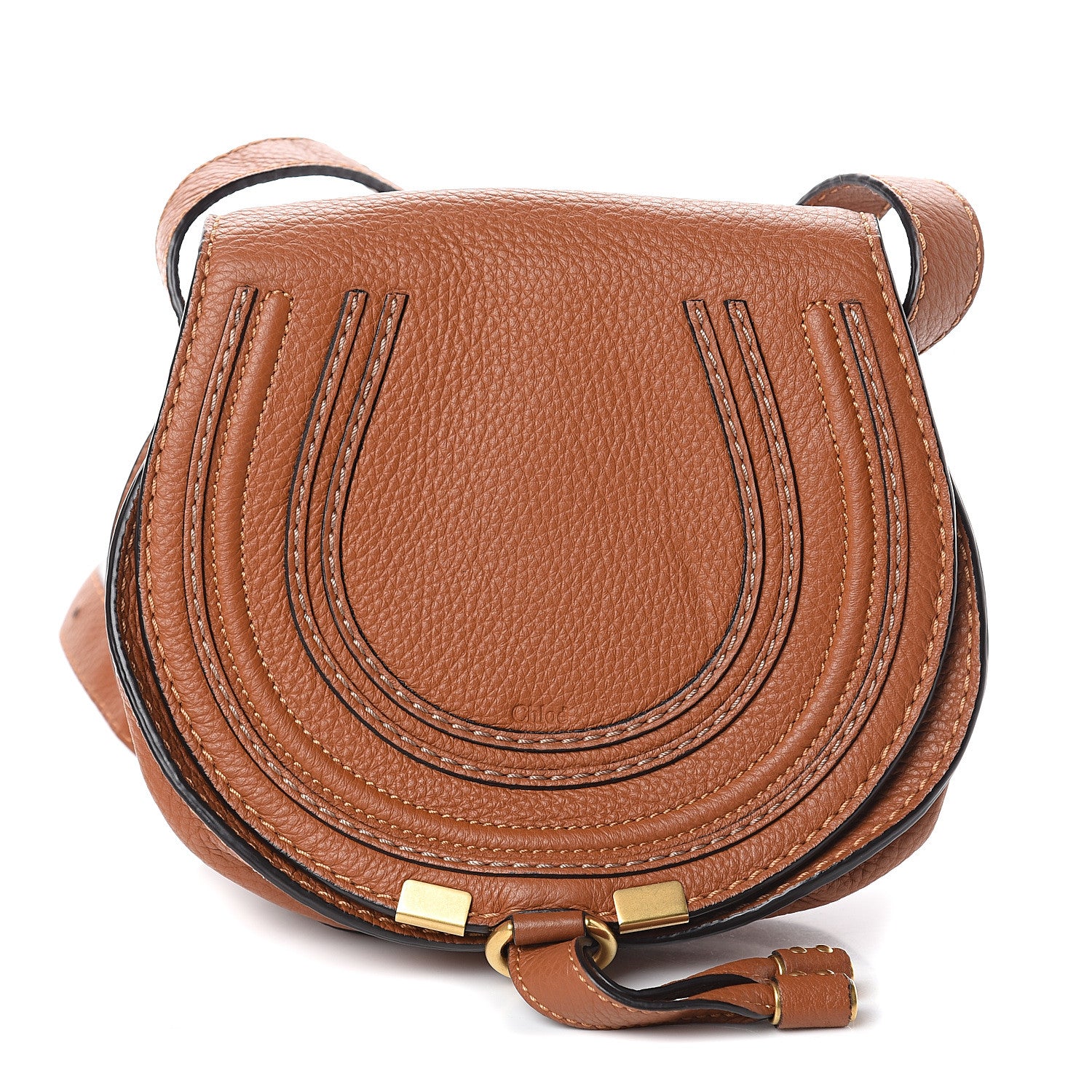 Chloe Calfskin Mini Marcie Round Crossbody Bag Tan 1 of 8
