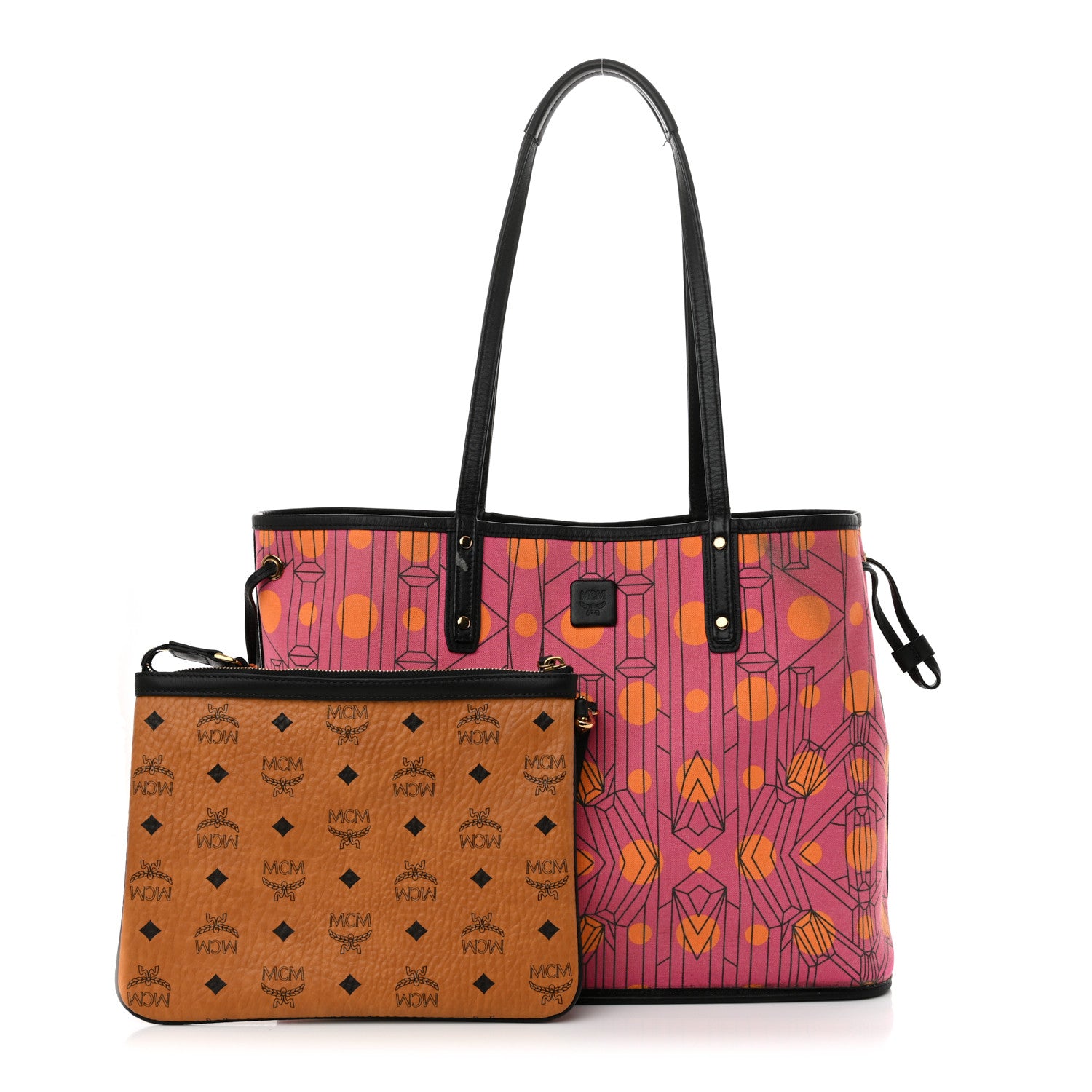 MCM Visetos Medium Project Reversible Shopper Tote Cognac 5 of 27