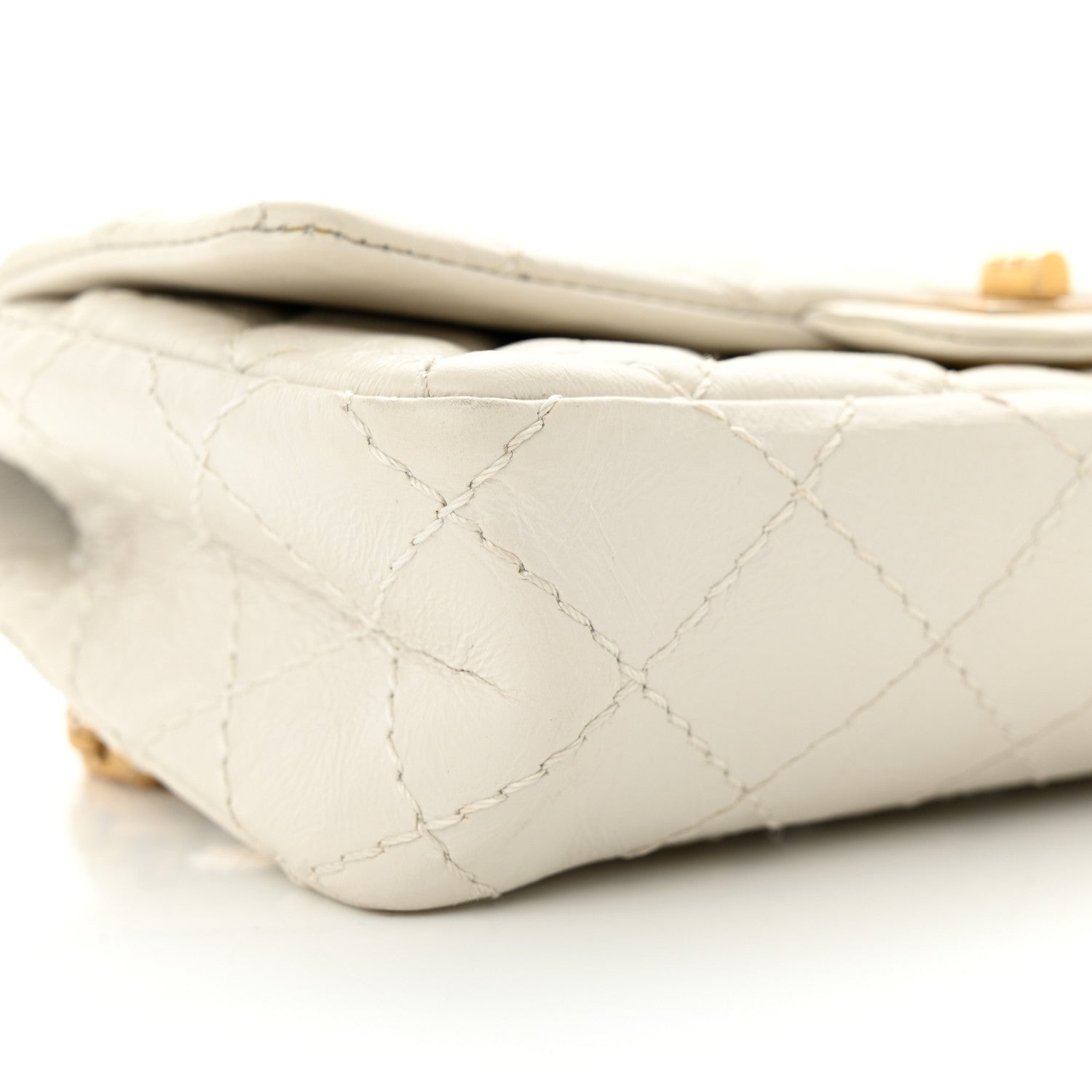 Chanel Aged Calfskin Quilted 2.55 Reissue Chain Waist Bag White 9 of 11