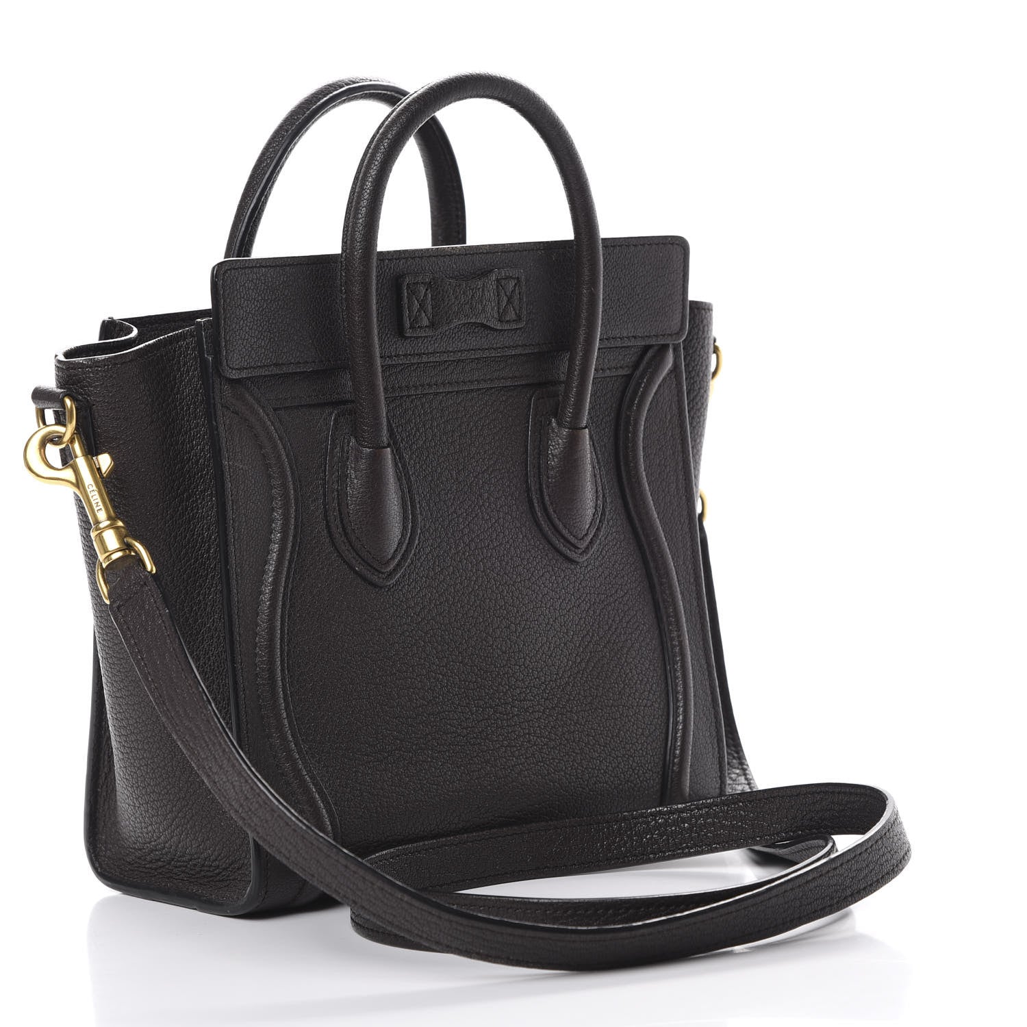 Celine Drummed Calfskin Nano Luggage Brown 3 of 20