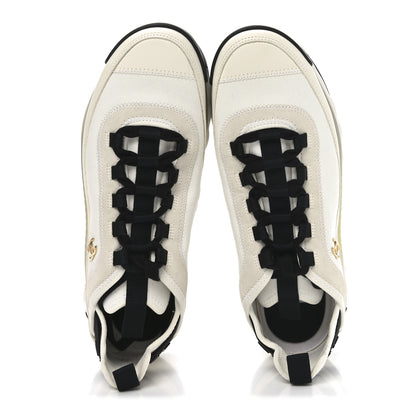 Chanel Velvet Calfskin Mixed Fibers CC Sneakers 41 Ivory Black 2 of 9