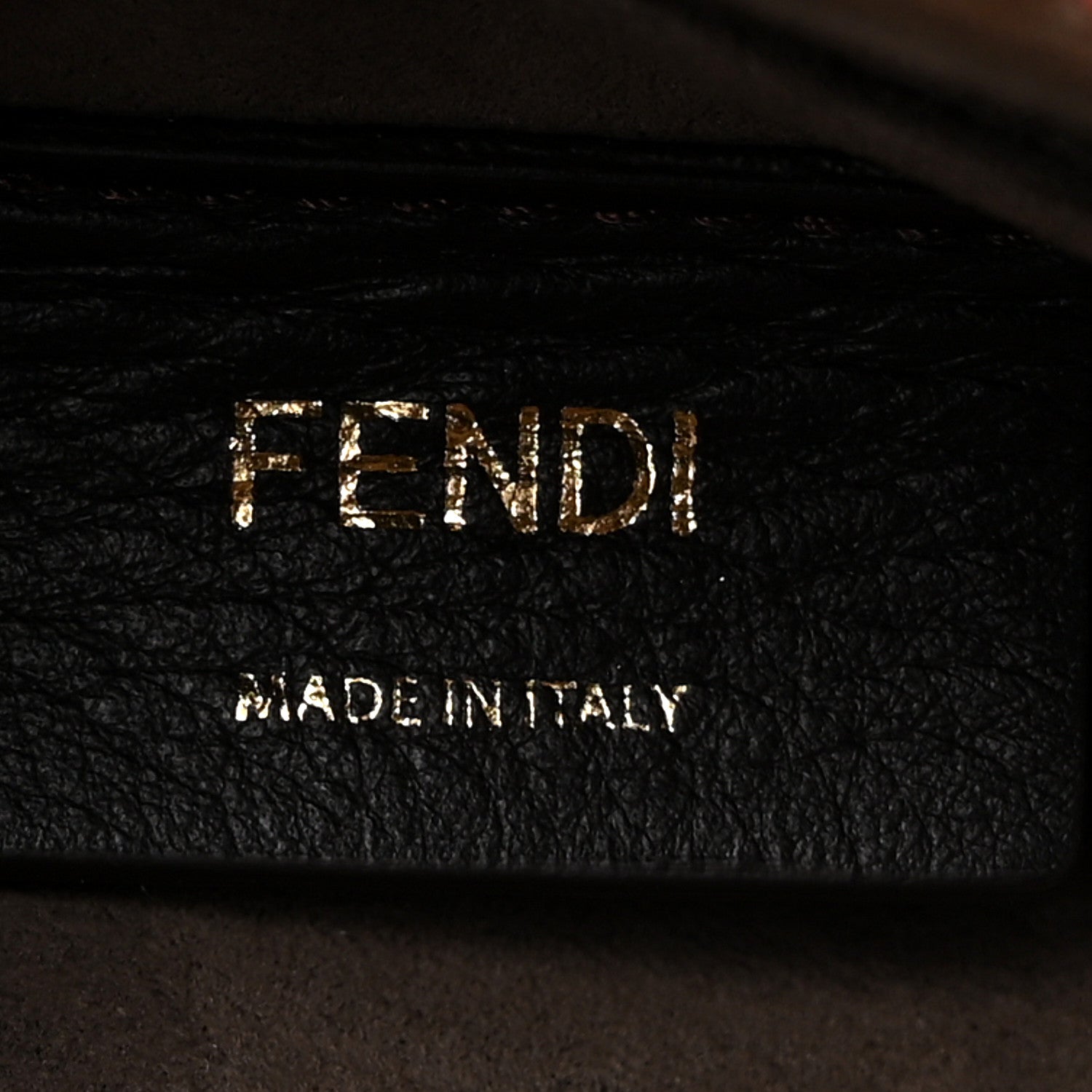 Fendi Vitello Grace Glazed Fabric FF 1974 Double F Shoulder Bag Fragola Mogano Panna 7 of 10