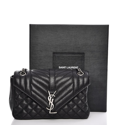 Saint Laurent Sheepskin Tri-Quilt Monogram Medium College Bag Black 9 of 9