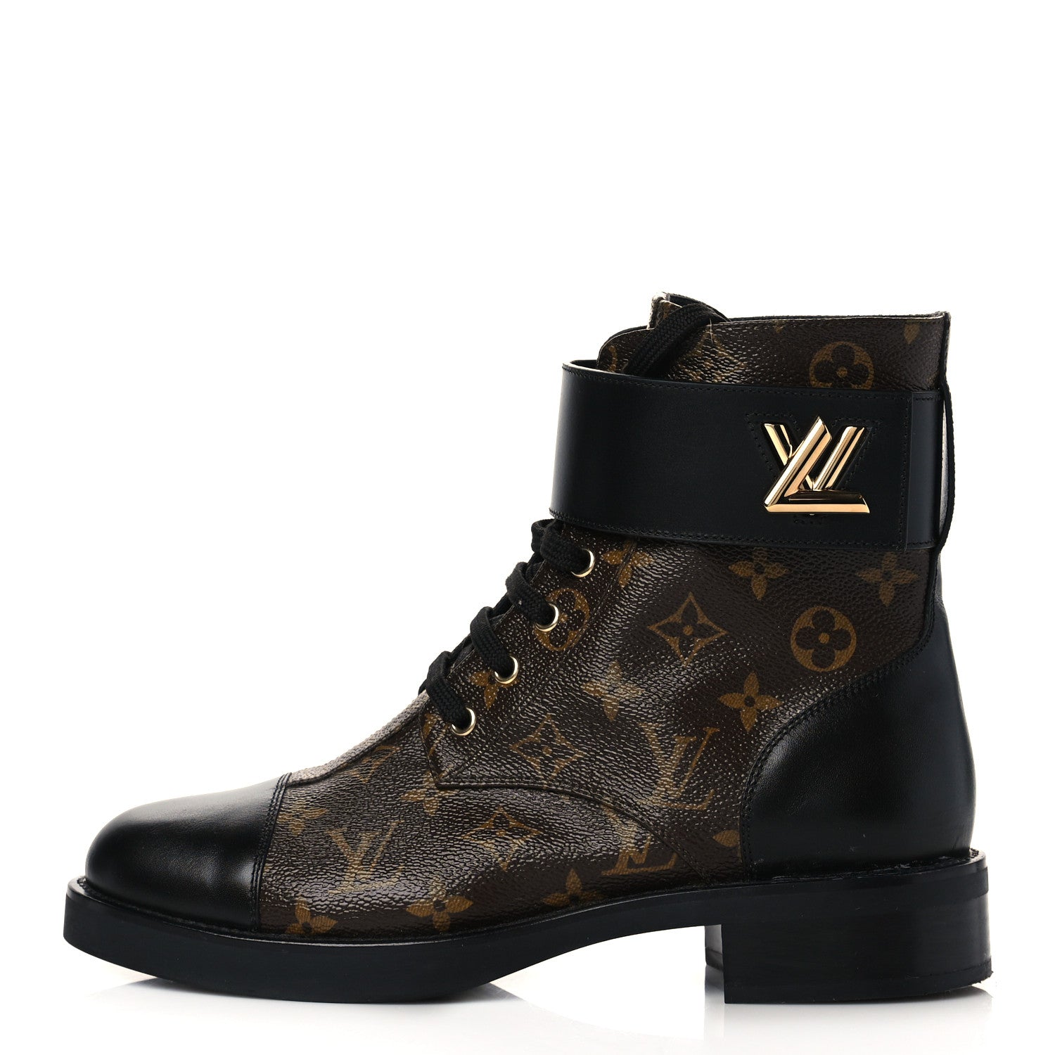 Louis Vuitton Calfskin Monogram Wonderland Flat Ranger Boots 41 Black 1 of 8