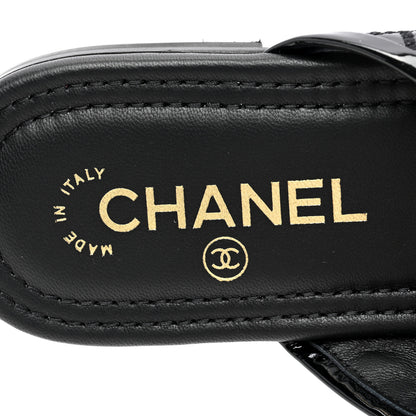 Chanel Patent Quilted CC Sandals 36 Black 7 of 8