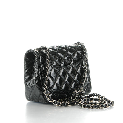 Chanel Distressed Patent Calfskin Quilted Mini Square Flap Black 3 of 8