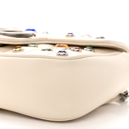 Gucci Calfskin Crystal Matelasse Aria Super Mini GG Marmont Shoulder Bag Mystic White Multicolor 10 of 11