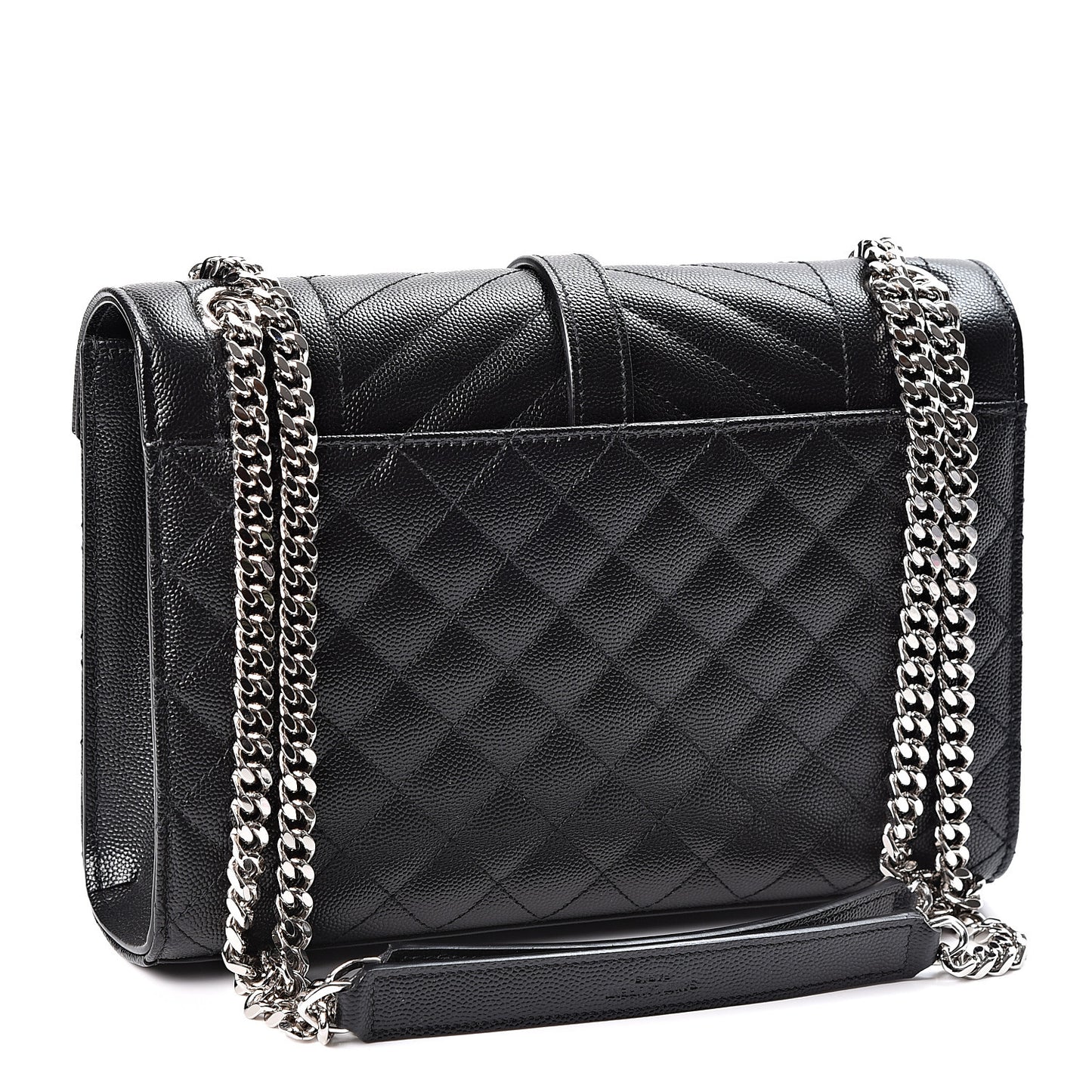 Grain De Poudre Textured Mixed Matelasse Triquilt Medium Monogram Satchel Black