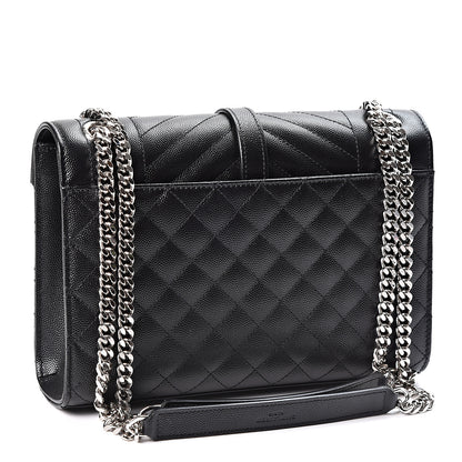 Saint Laurent Grain De Poudre Textured Mixed Matelasse Triquilt Medium Monogram Satchel Black 2 of 9