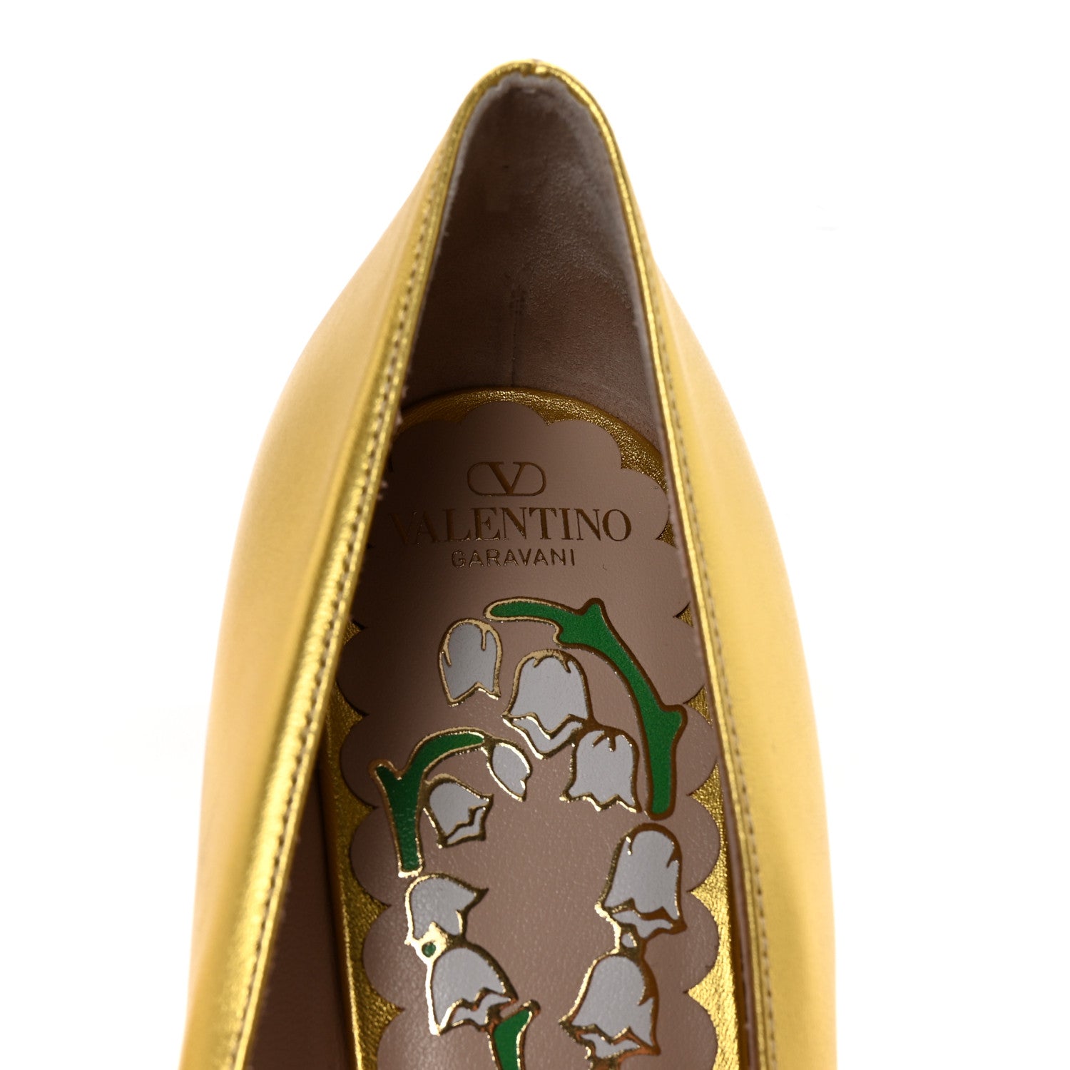 Valentino Garavani Laminated Nappa Bowow 45mm Pumps 37.5 Antique Gold 8 of 10