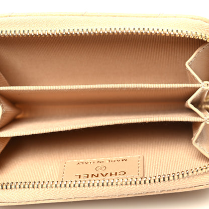 Chanel Caviar Quilted Zip Around Coin Purse Beige 5 of 9
