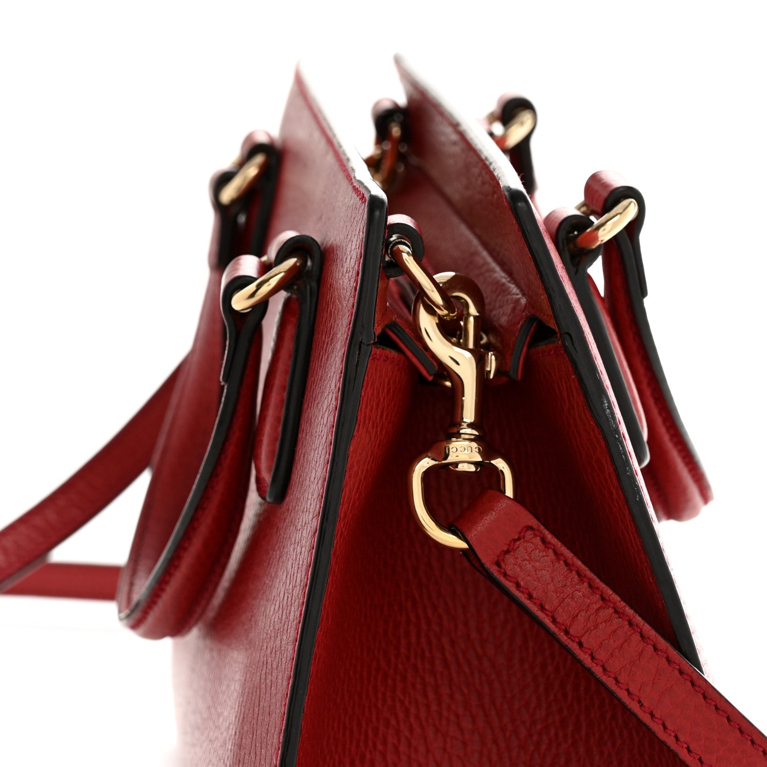 Gucci Dollar Calfskin Medium Soho Top Handle Satchel Hibiscus Red 16 of 16