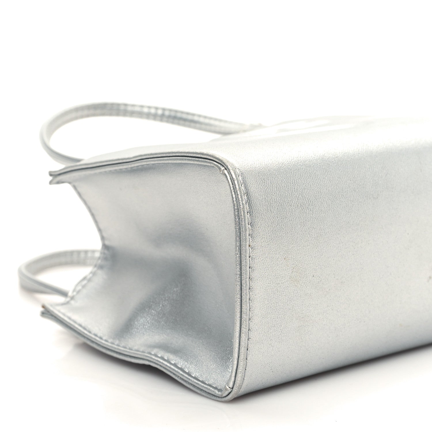 Telfar Metallic Vegan Leather Small Shopping Bag Silver 9 of 12