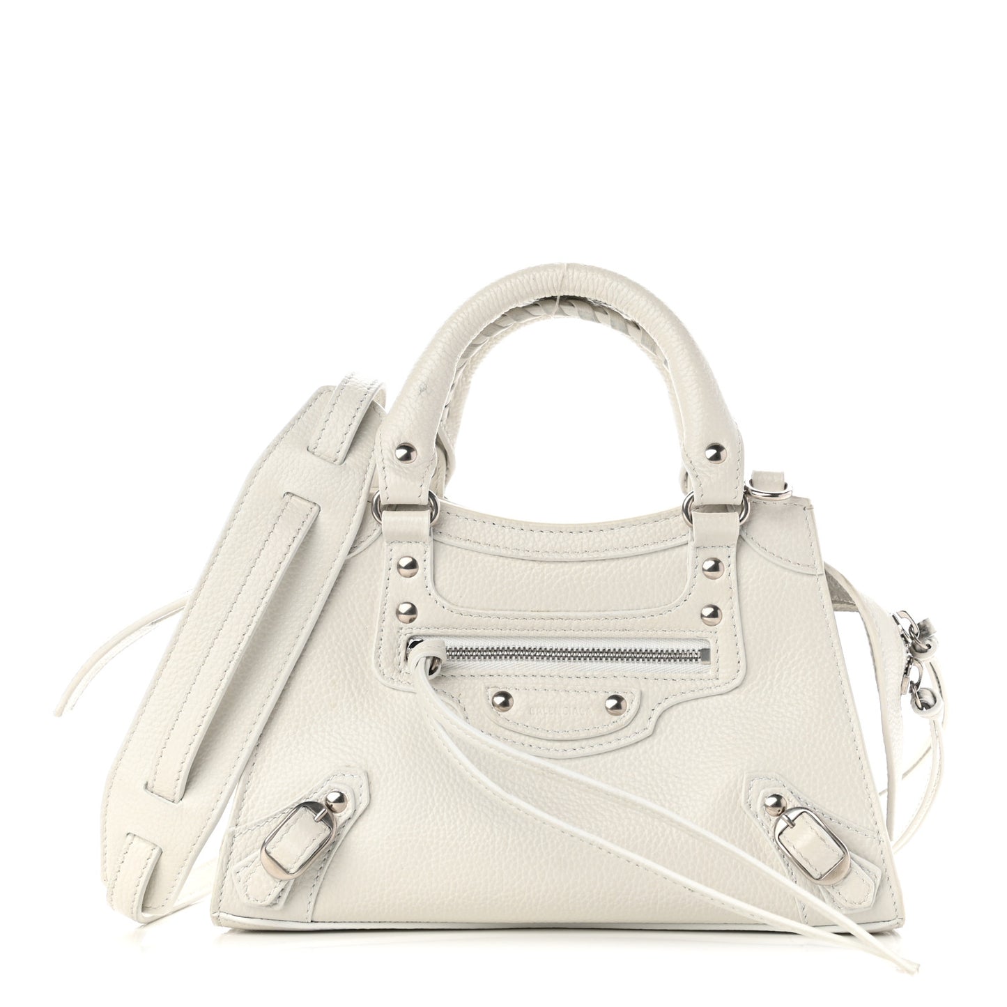 Grained Calfskin Neo Classic Silver Hardware Mini City White