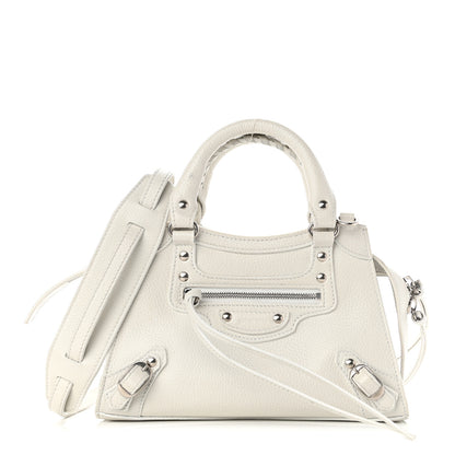 Balenciaga Grained Calfskin Neo Classic Silver Hardware Mini City White 1 of 11