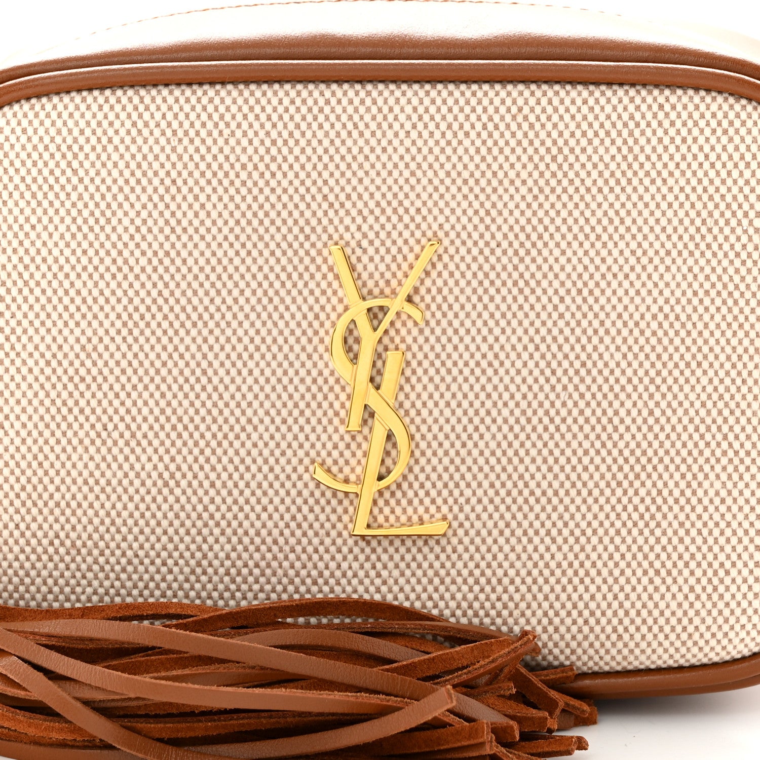Saint Laurent Calfskin Canvas Monogram Lou Belt Bag Natural Beige Brick 8 of 11