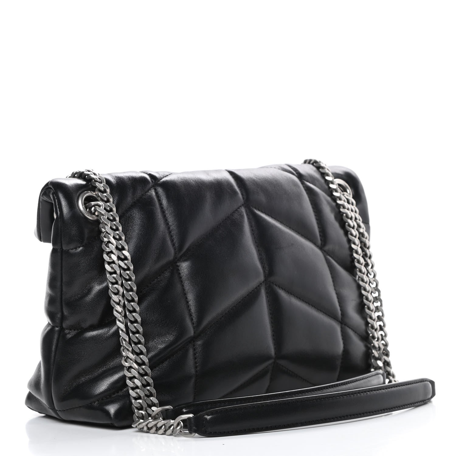 Saint Laurent Lambskin Quilted Small Loulou Puffer Monogram Chain Satchel Black 3 of 15