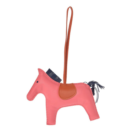 Hermes Milo Lambskin Grigri Rodeo Horse Bag Charm GM Rose Azalee Cornaline Bleu De Malte 1 of 4