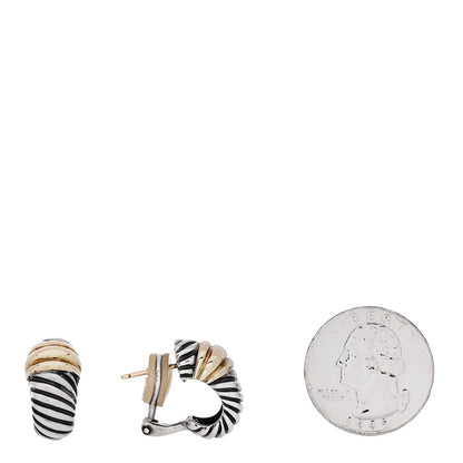 David Yurman Sterling Silver 14K Gold Thoroughbred Shrimp Earrings 2 of 5