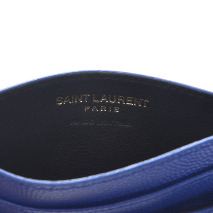 Saint Laurent Grain De Poudre Matelasse Monogram Credit Card Case Blue Majorelle 5 of 8