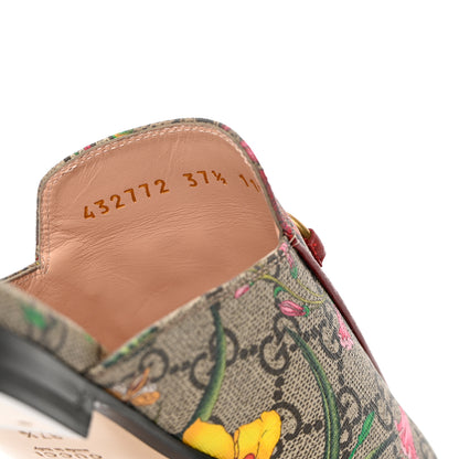 Gucci GG Supreme Monogram Flora Womens Princetown Slippers 37.5 Beige Ebony Multicolor Rosso 13 of 16