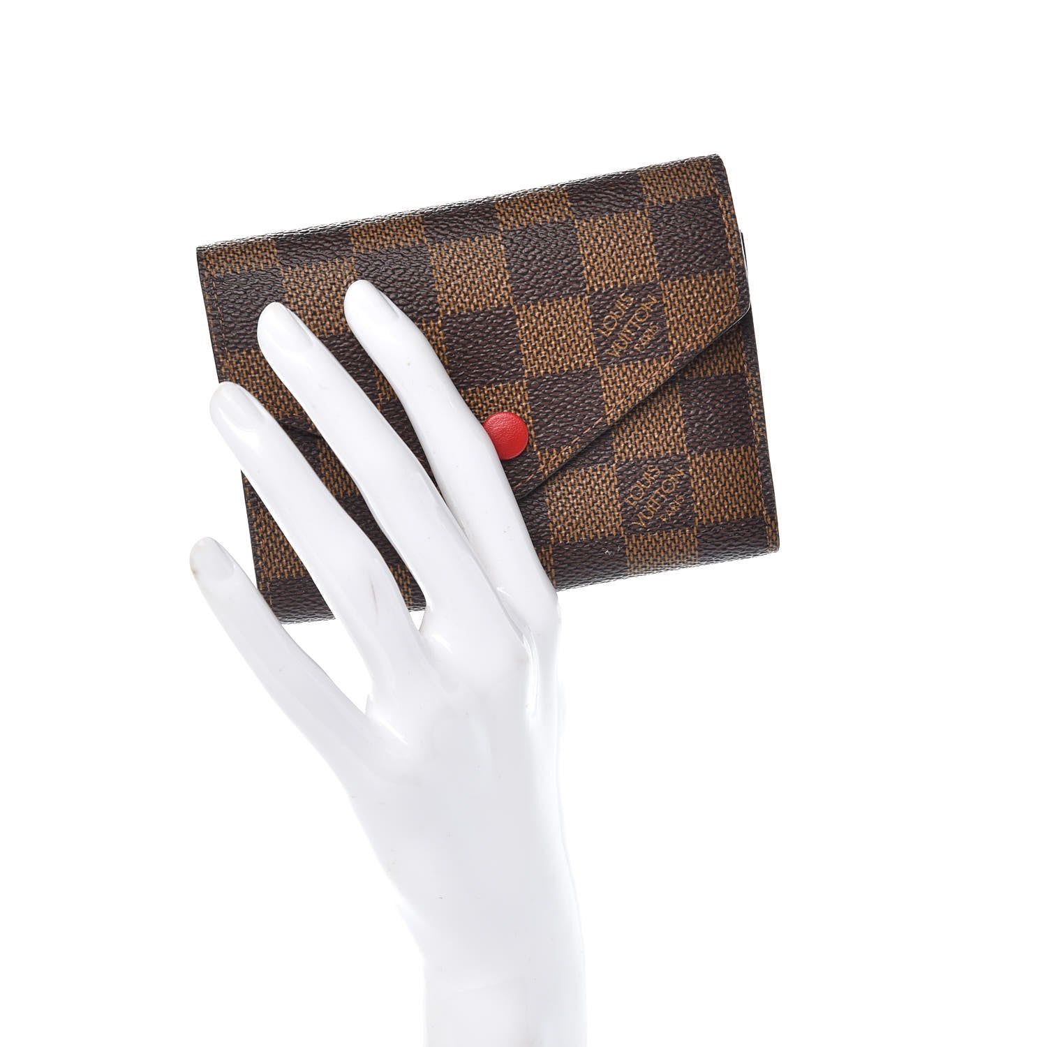 Louis Vuitton Damier Ebene Victorine Wallet Red 2 of 7