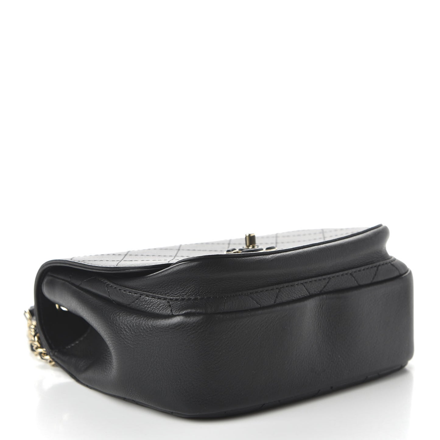 Calfskin Stitched Small Flap Bag Black