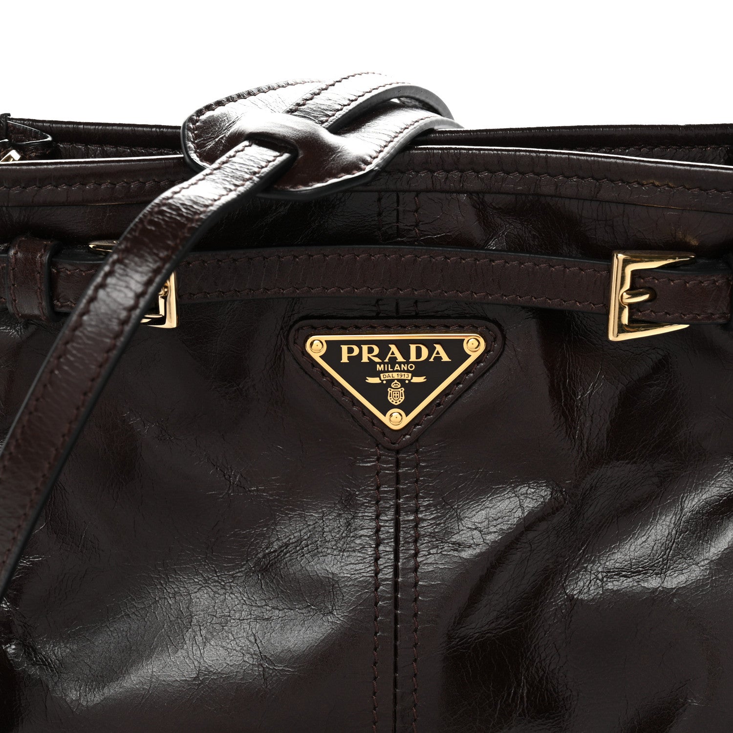 Prada Soft Lux Calfskin Mini Bonnie Dark Brown 7 of 9