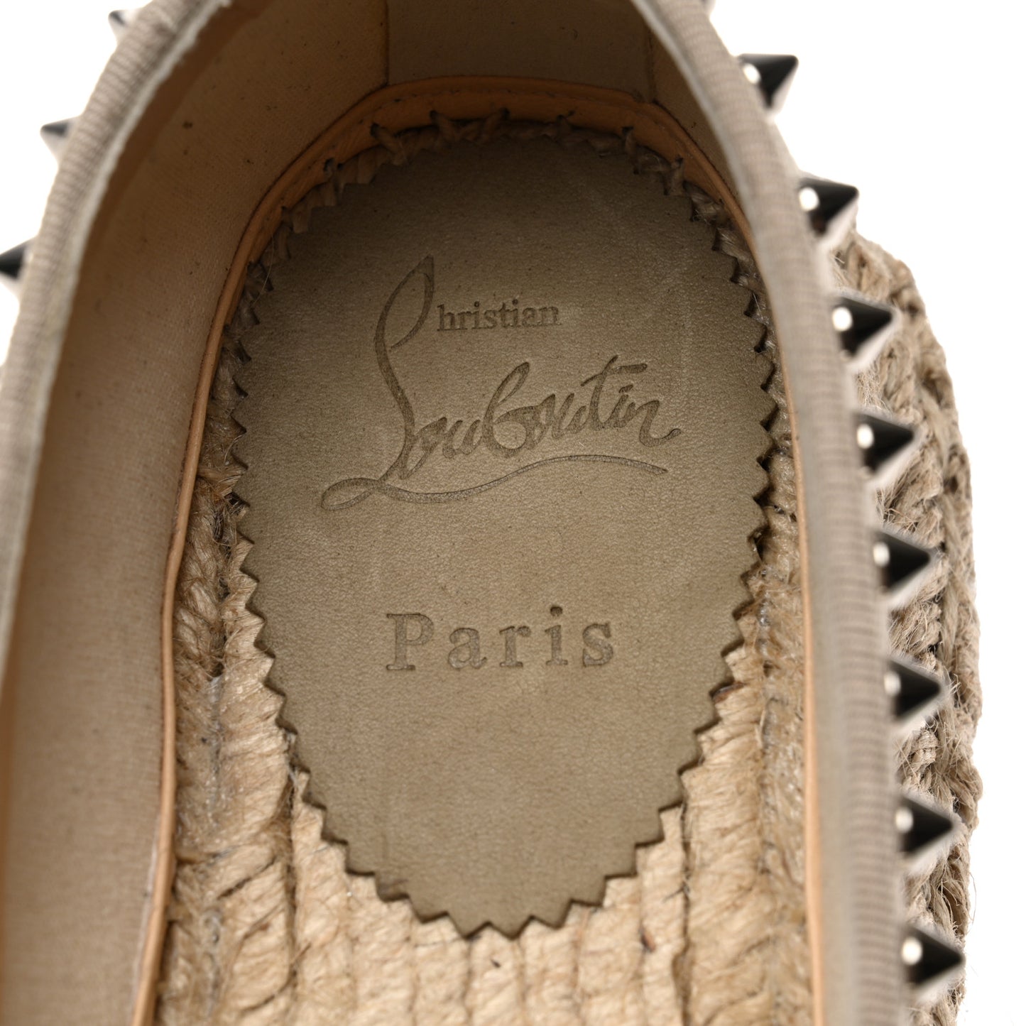 Canvas Espaboat Spikes Flat Espadrilles 39 Beige