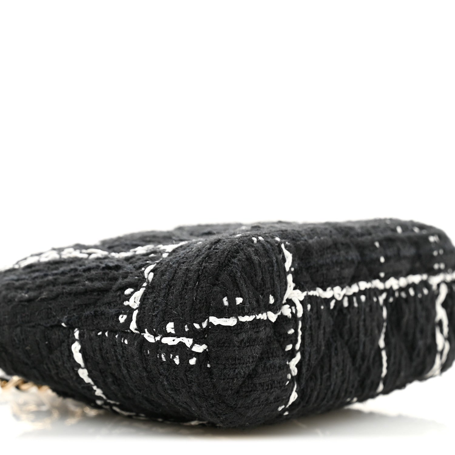 Chanel Tweed Quilted Mini Clutch With Chain  Black White 9 of 10