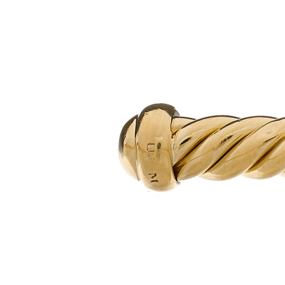 David Yurman 18K Yellow Gold Diamond 3mm Cablespira Single Station Bracelet 4 of 4