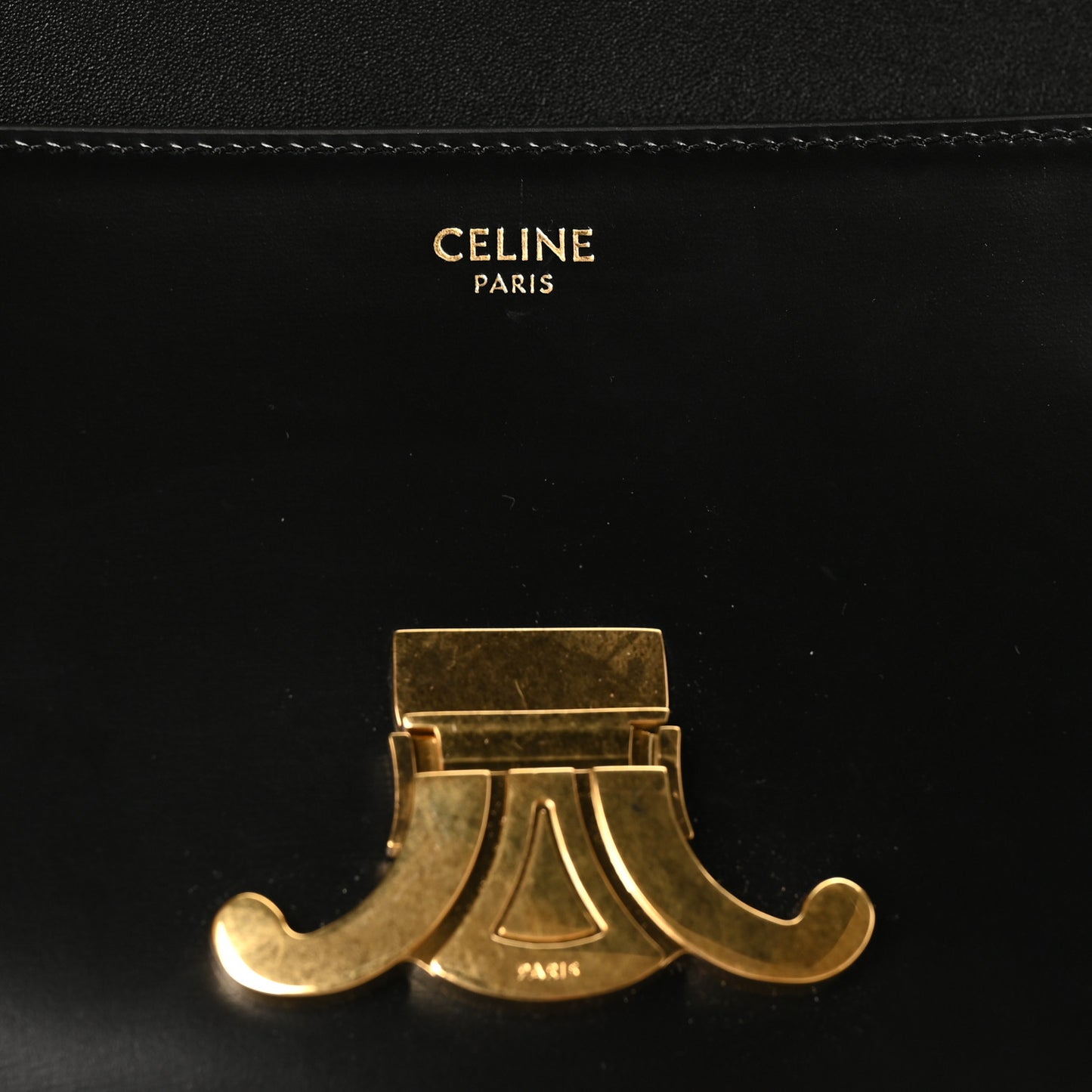 Shiny Calfskin Triomphe Shoulder Bag Black