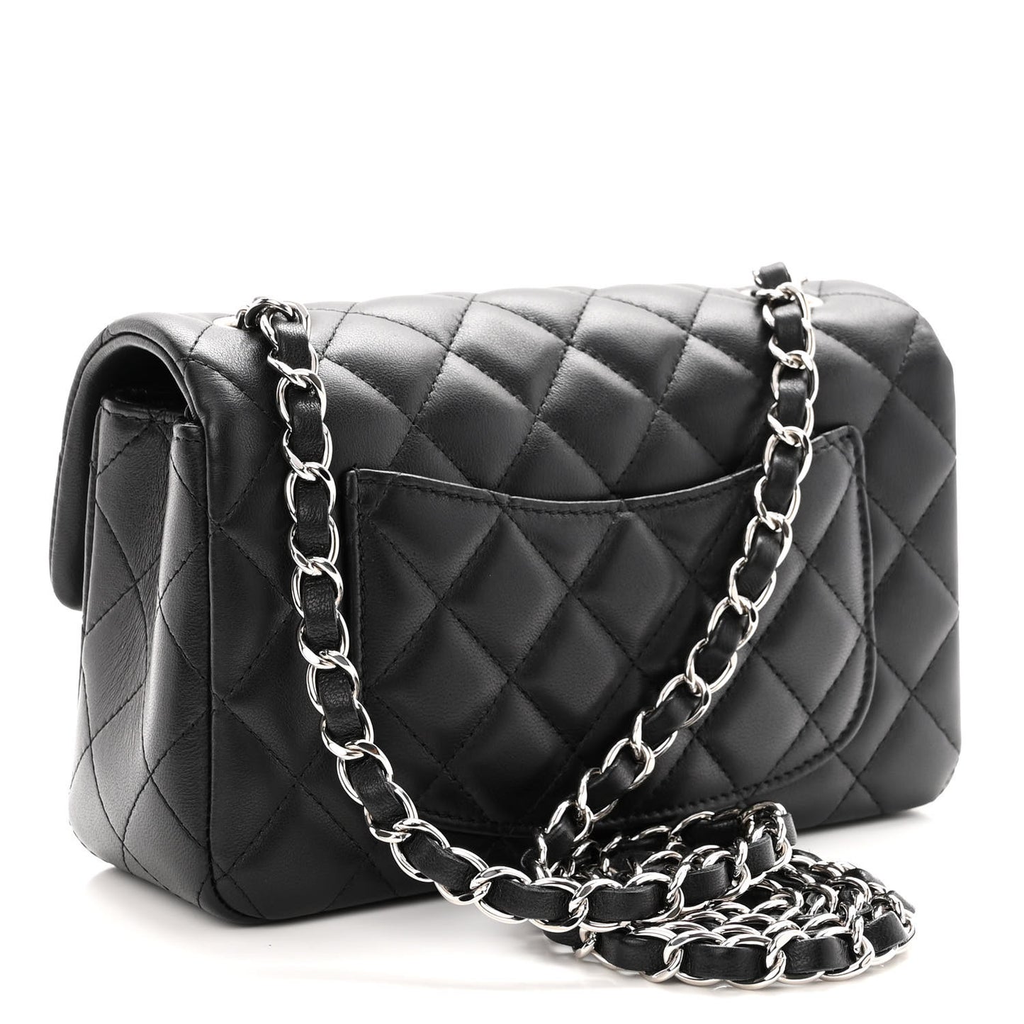 Lambskin Quilted Mini Rectangular Flap Black