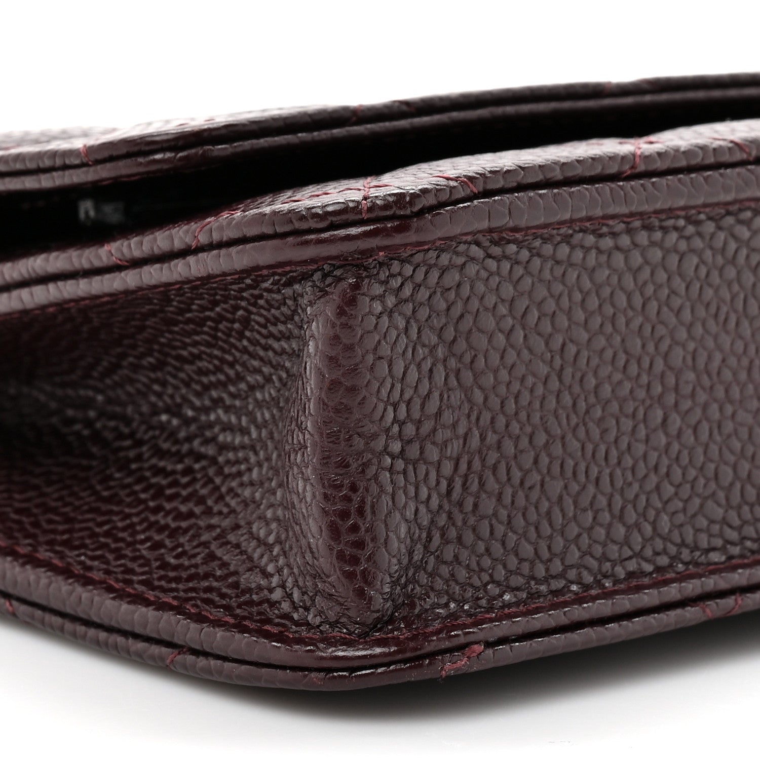 Chanel Caviar Quilted Wallet on Chain WOC Burgundy 11 of 12