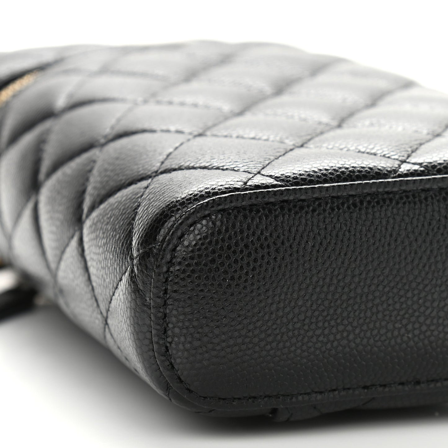 Caviar Quilted Phone Holder With Chain Black