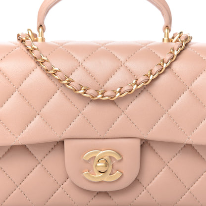 Chanel Lambskin Quilted Mini Top Handle Rectangular Flap Beige 10 of 11
