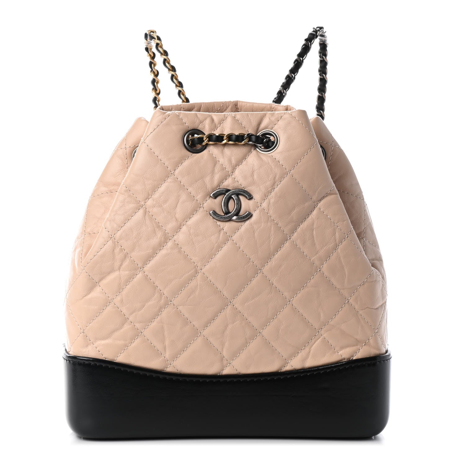 Chanel Aged Calfskin Quilted Small Gabrielle Backpack Beige Black 1 of 9