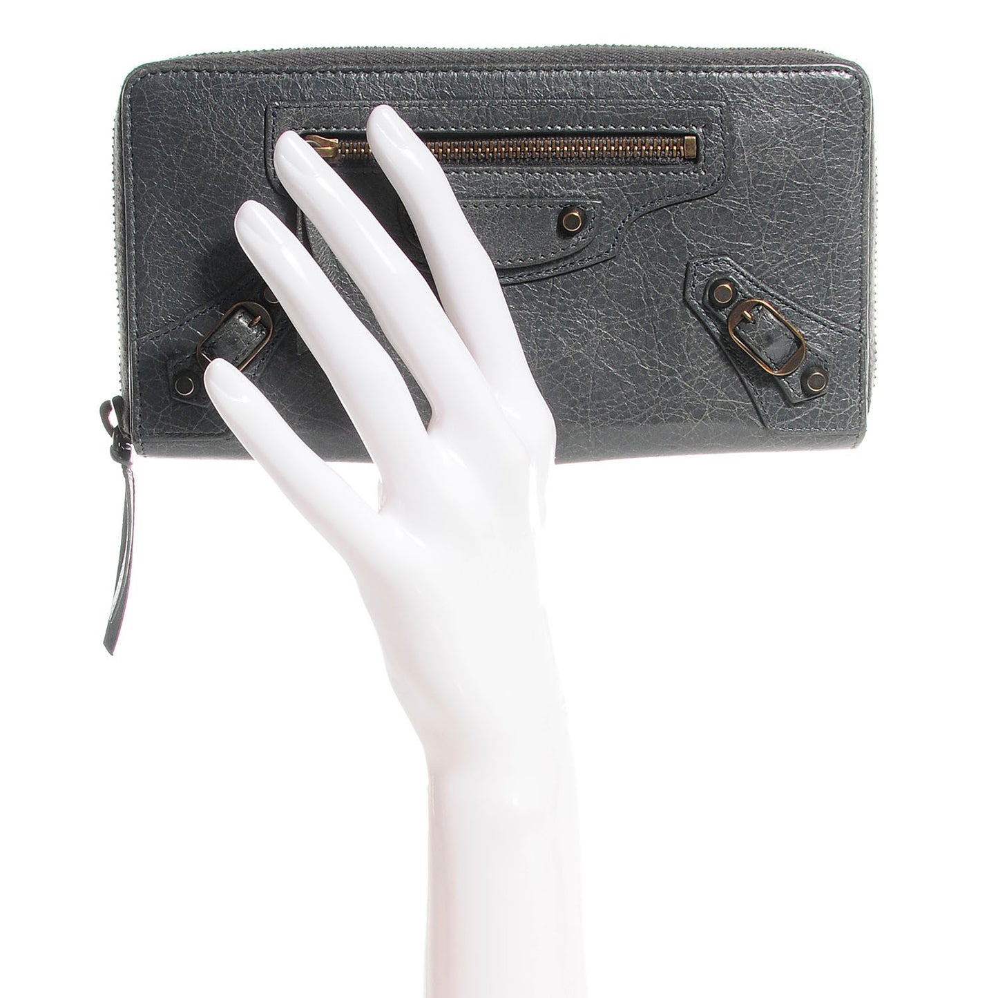 Agneau Classic Hardware Continental Zip Around Wallet Gris Tarmac