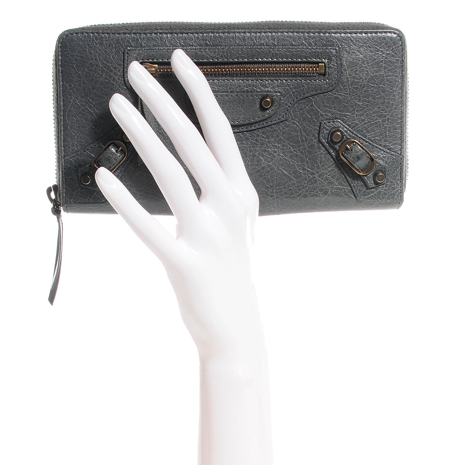 Balenciaga Agneau Classic Hardware Continental Zip Around Wallet Gris Tarmac 2 of 8
