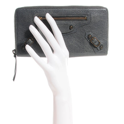 Balenciaga Agneau Classic Hardware Continental Zip Around Wallet Gris Tarmac 2 of 8