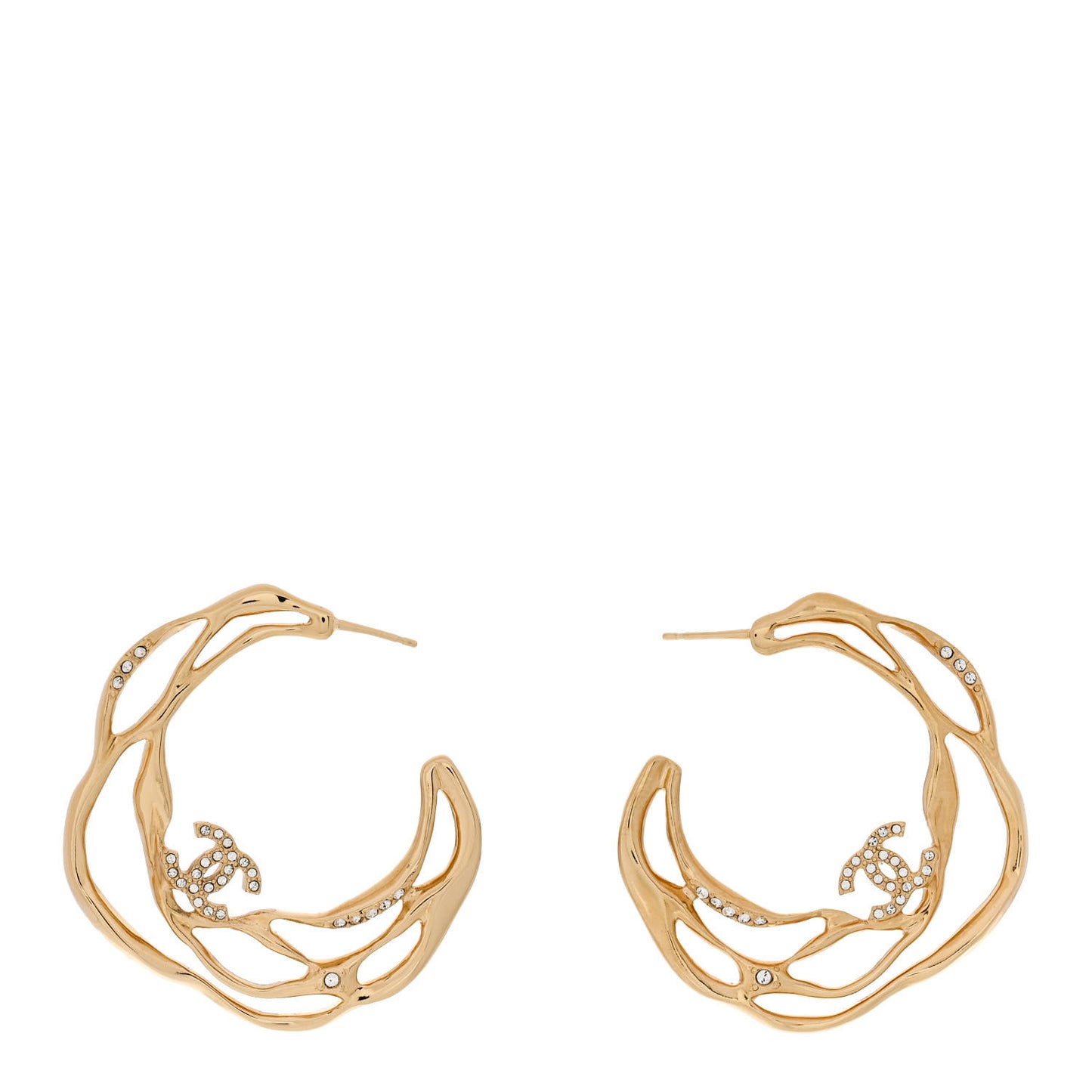 Crystal CC Diamantes Hoop Earrings Gold