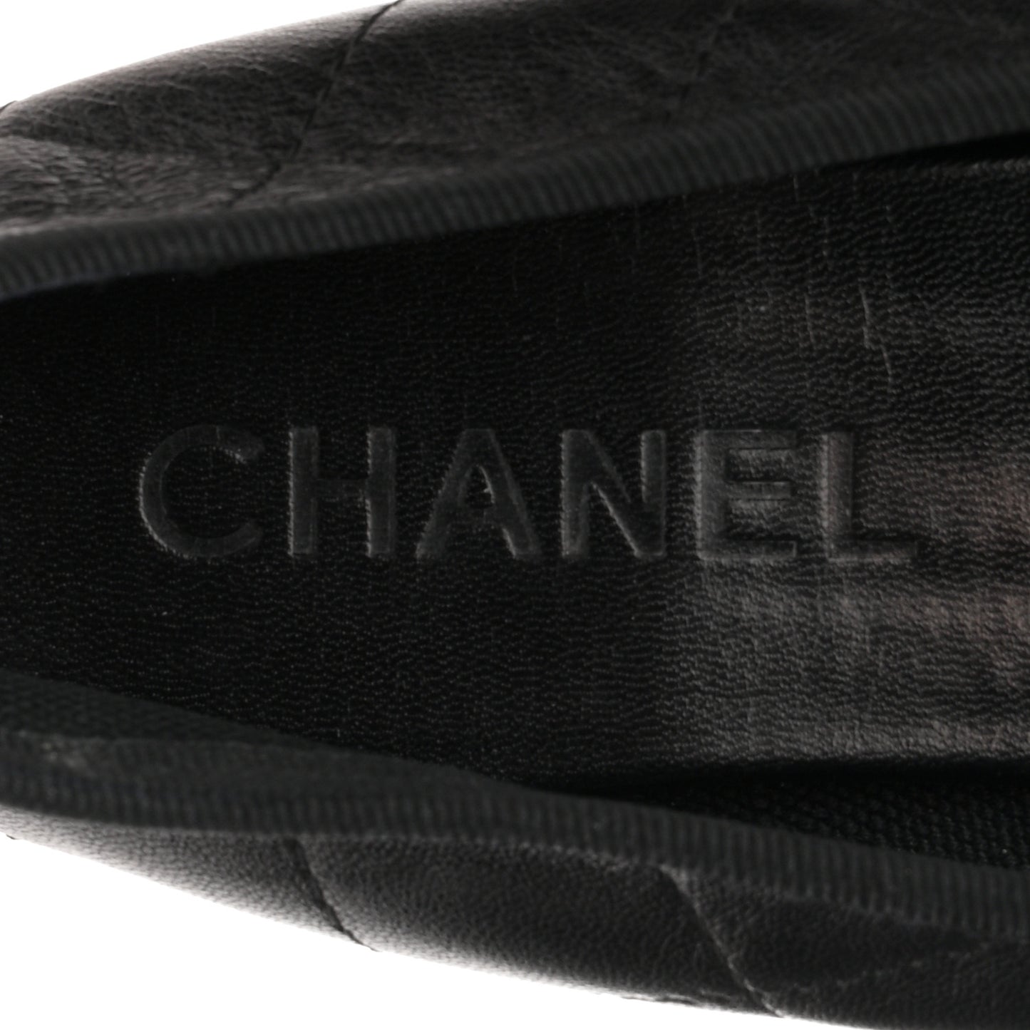 Lambskin Quilted Cambon Ballerina Flats 37 Black
