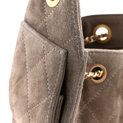 Chanel Suede Quilted Mini Chanel 25 Handbag Dark Grey 13 of 14
