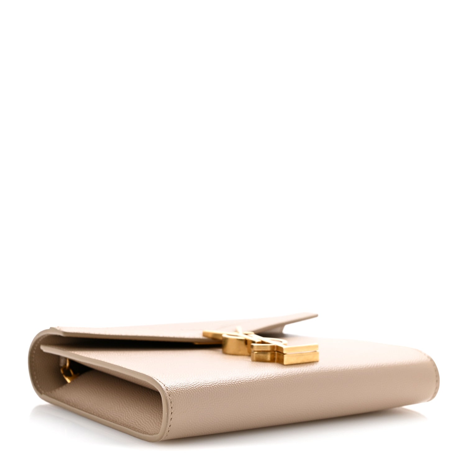 Saint Laurent Grain De Poudre Monogram Cassandra Chain Wallet  Dark Beige 4 of 12