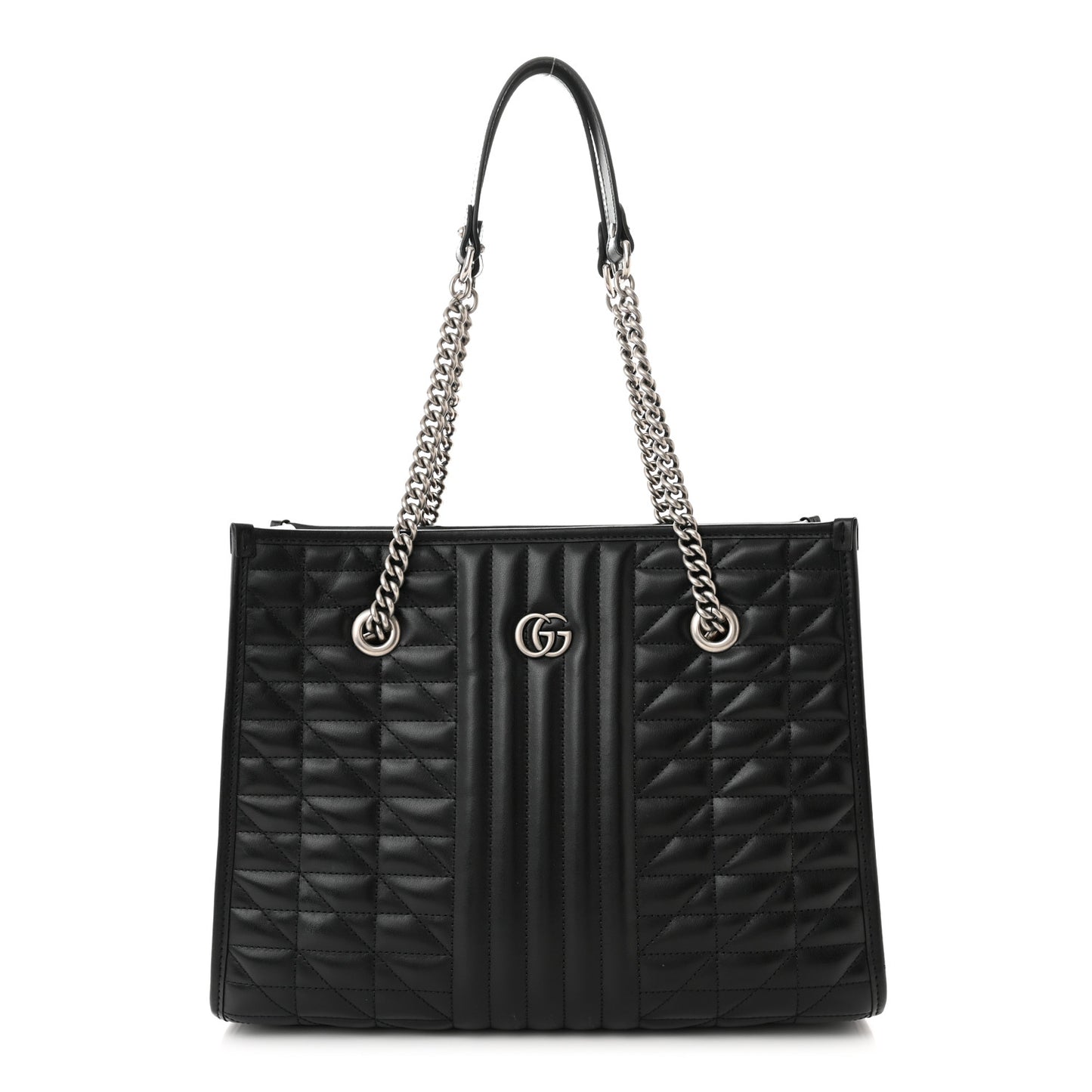 Calfskin Matelasse Aria Medium GG Marmont Shoulder Tote Black