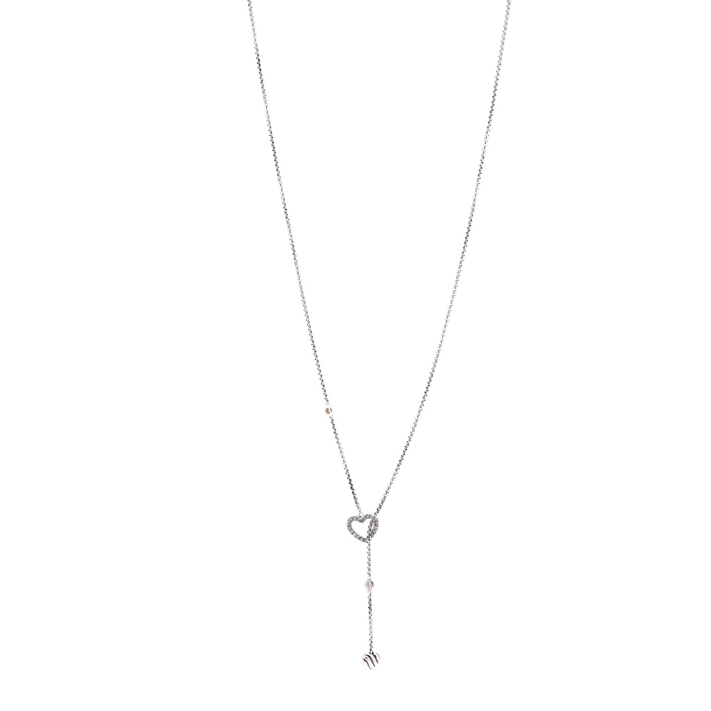Sterling Silver Diamond Cable Heart Y Necklace