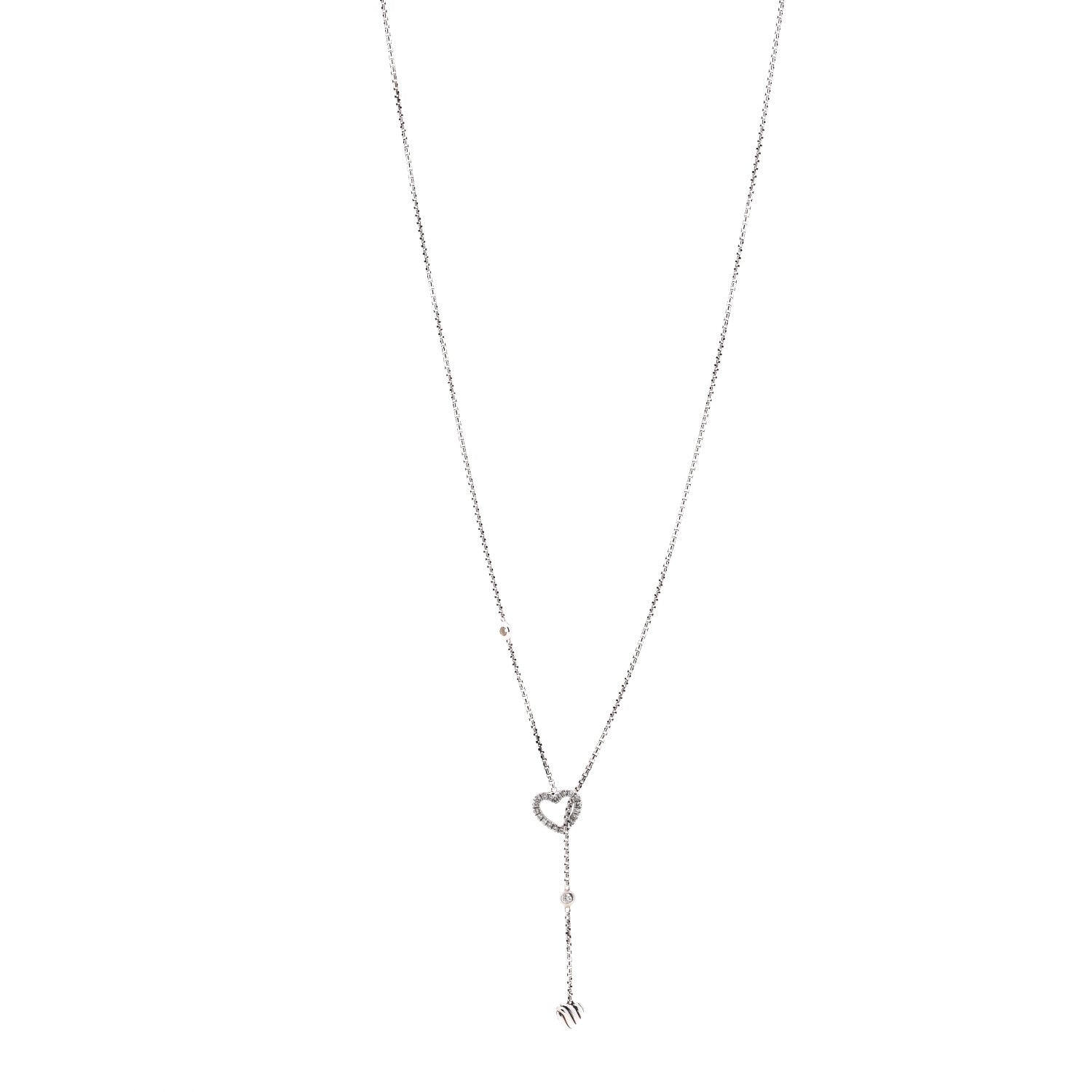 David Yurman Sterling Silver Diamond Cable Heart Y Necklace 1 of 5