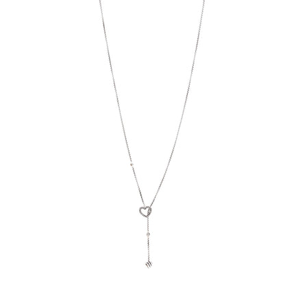 David Yurman Sterling Silver Diamond Cable Heart Y Necklace 1 of 5