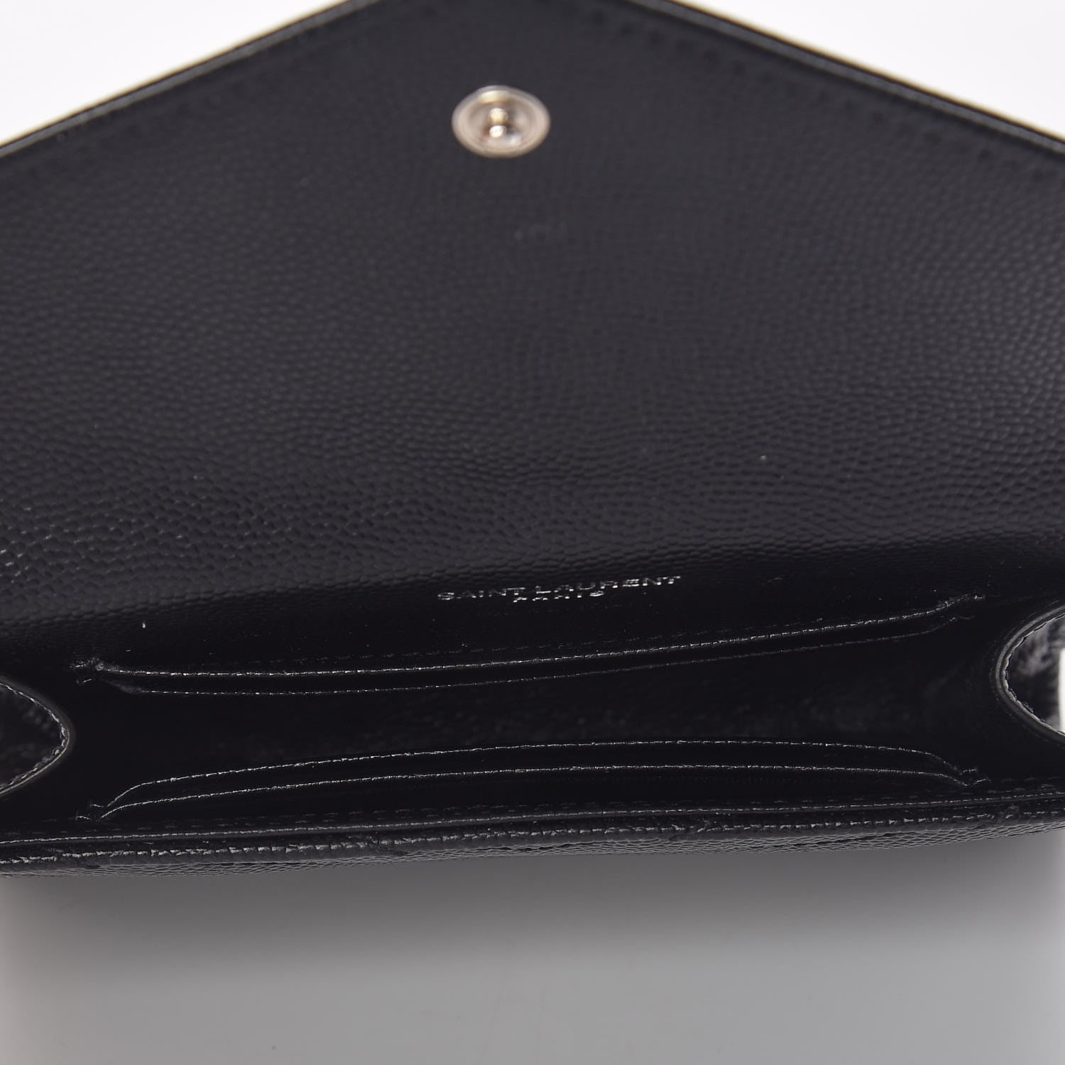 Saint Laurent Grain De Poudre Matelasse Chevron Small Monogram Envelope Wallet Black 5 of 7